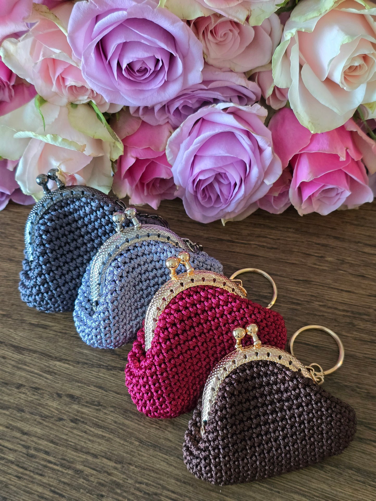Luxury Crochet Coin Purse Keychain – Handmade Mini Clutch