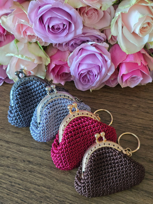Luxury Crochet Coin Purse Keychain – Handmade Mini Clutch