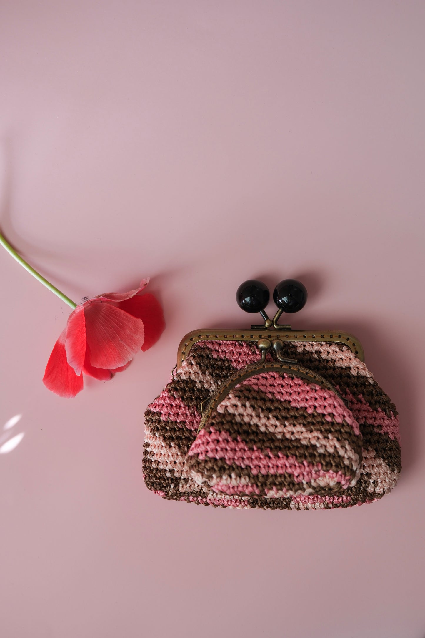 Handmade Crochet Coin Purse Set | Kiss Lock Pouch Duo