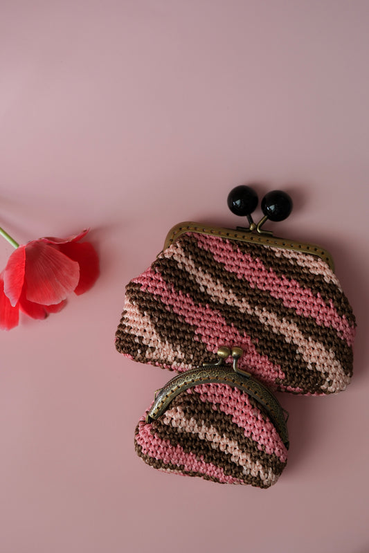 Handmade Crochet Coin Purse Set | Kiss Lock Pouch Duo