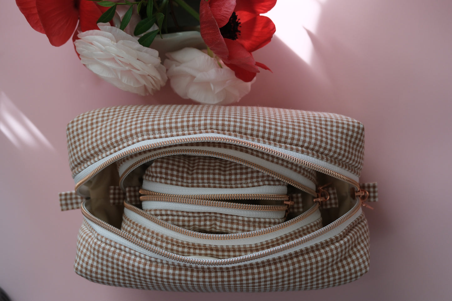 Handmade Floral Makeup Bag Set – 3 Sizes Zipper Pouch