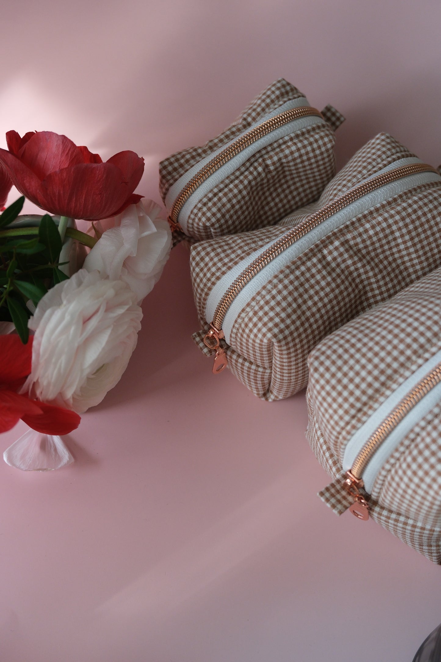 Handmade Floral Makeup Bag Set – 3 Sizes Zipper Pouch