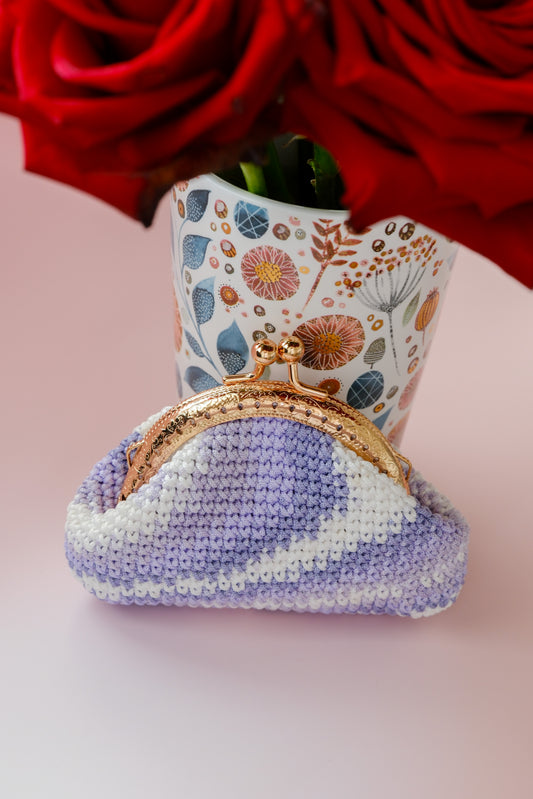 Handmade Crochet Coin Purse | Pearl Kiss Lock Pouch