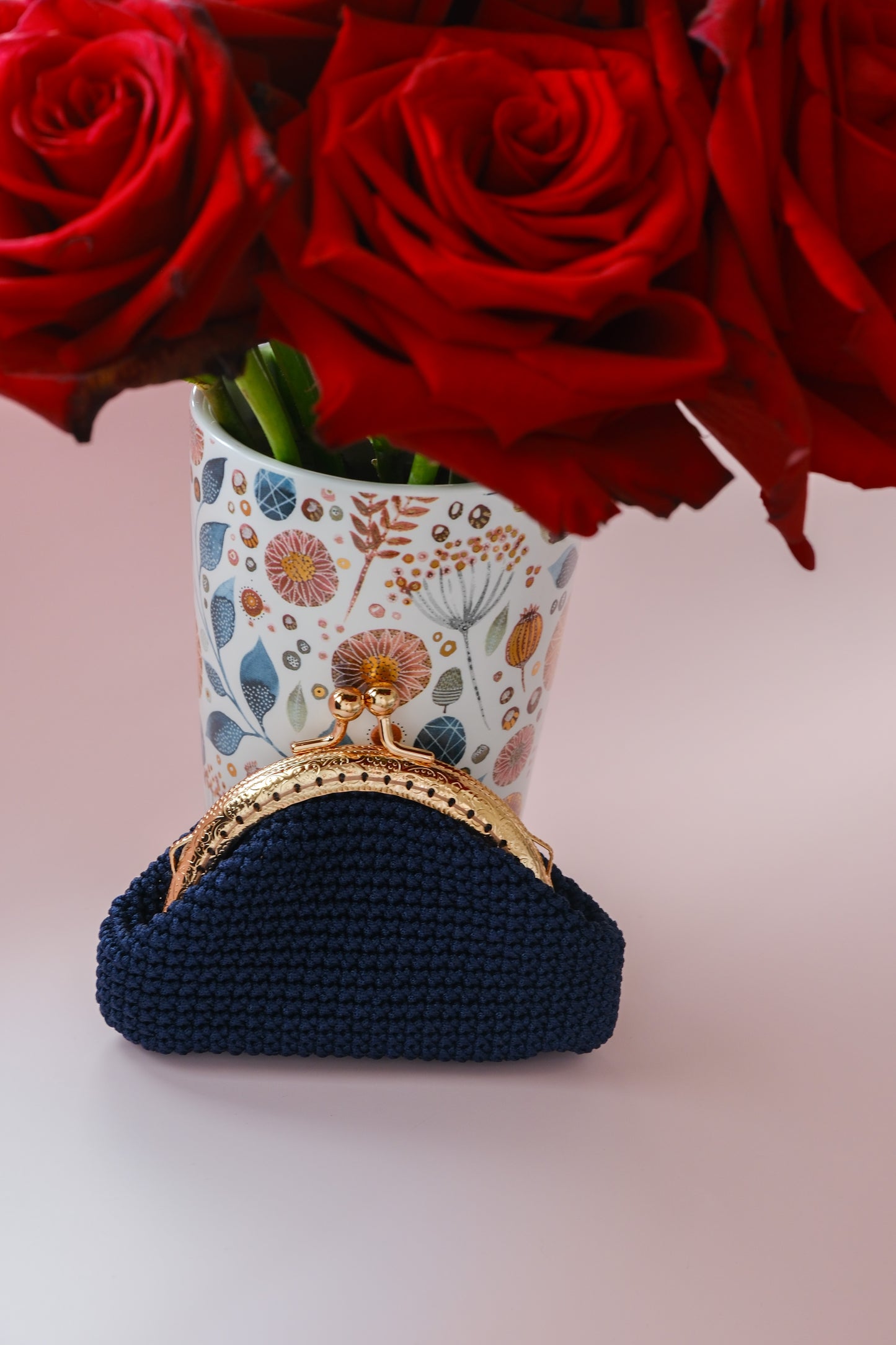 Handmade Crochet Coin Purse with Vintage Gold Kiss-Lock Clasp