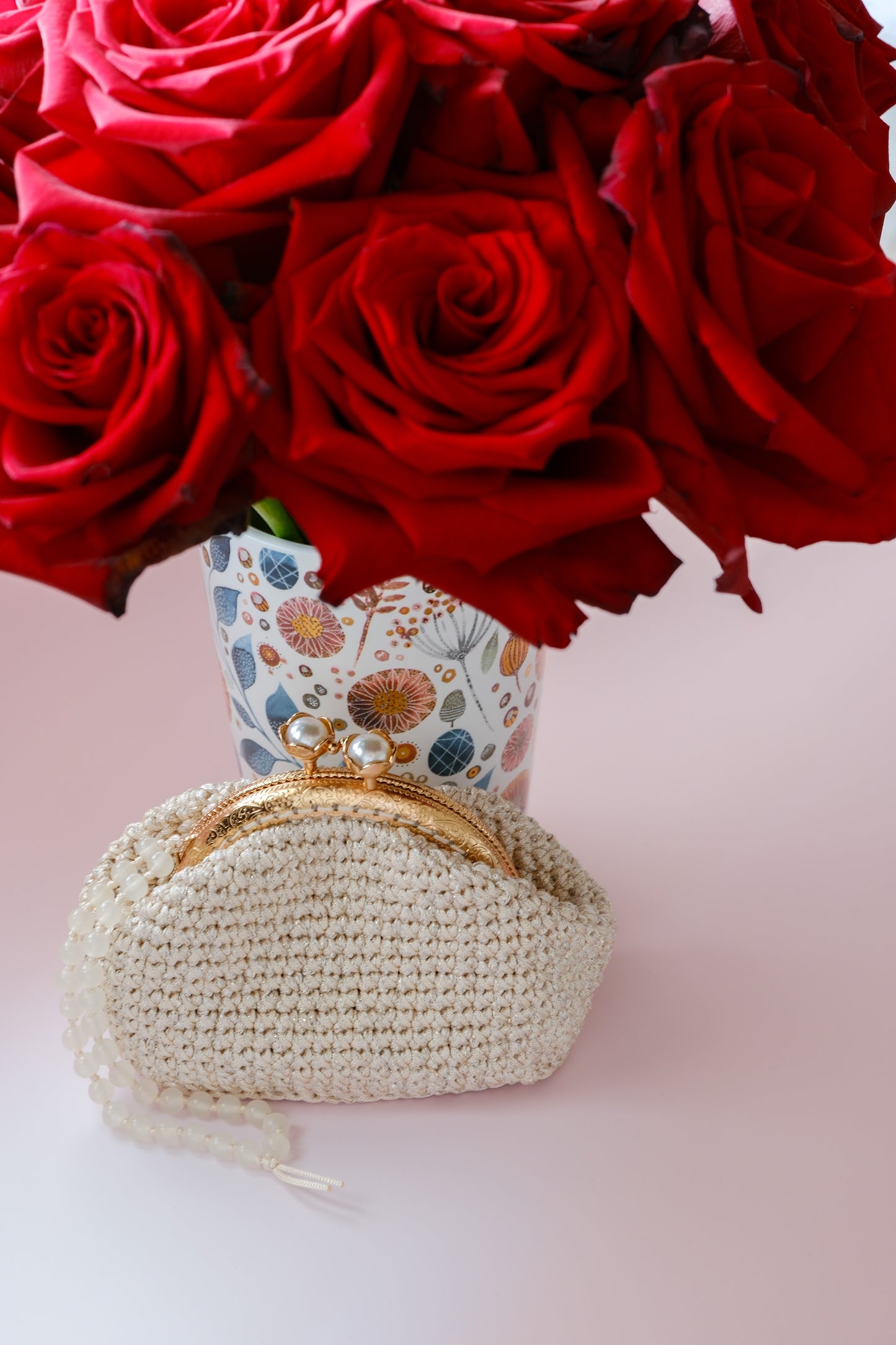 Handmade Crochet Coin Purse | Pearl Kiss Lock Pouch