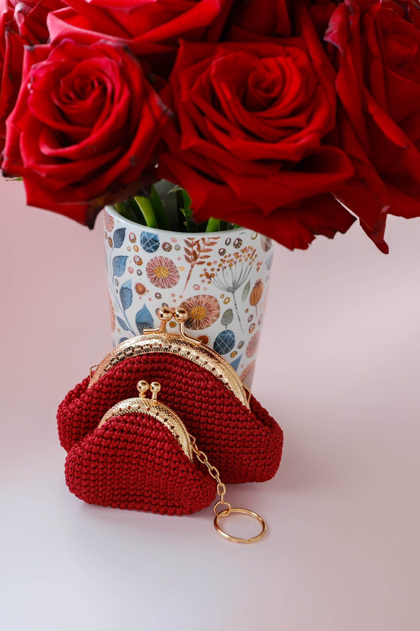 Handmade Crochet Coin Purse Keychain Set – Mini Clutch Wallet