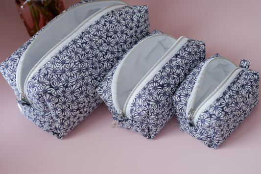 Handmade Floral Makeup Bag Set – 3 Sizes Zipper Pouch
