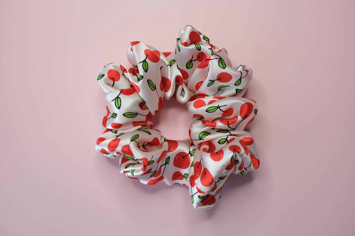 Silk Scrunchie – Handmade Cherry Hair Tie