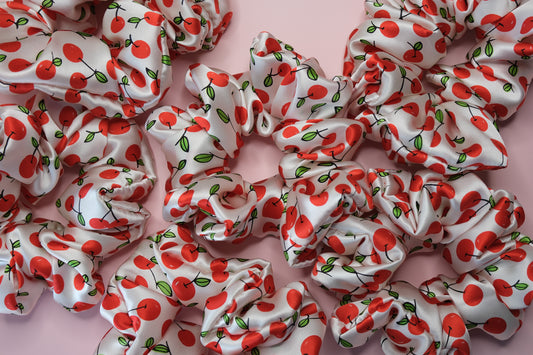 Silk Scrunchie – Handmade Cherry Hair Tie