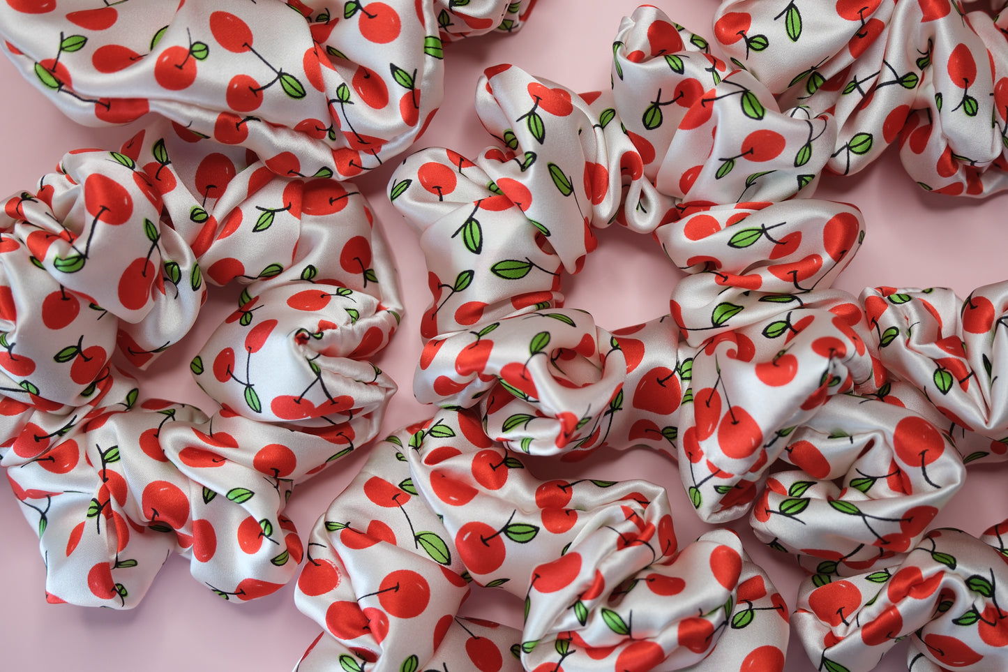 Silk Scrunchie – Handmade Cherry Hair Tie