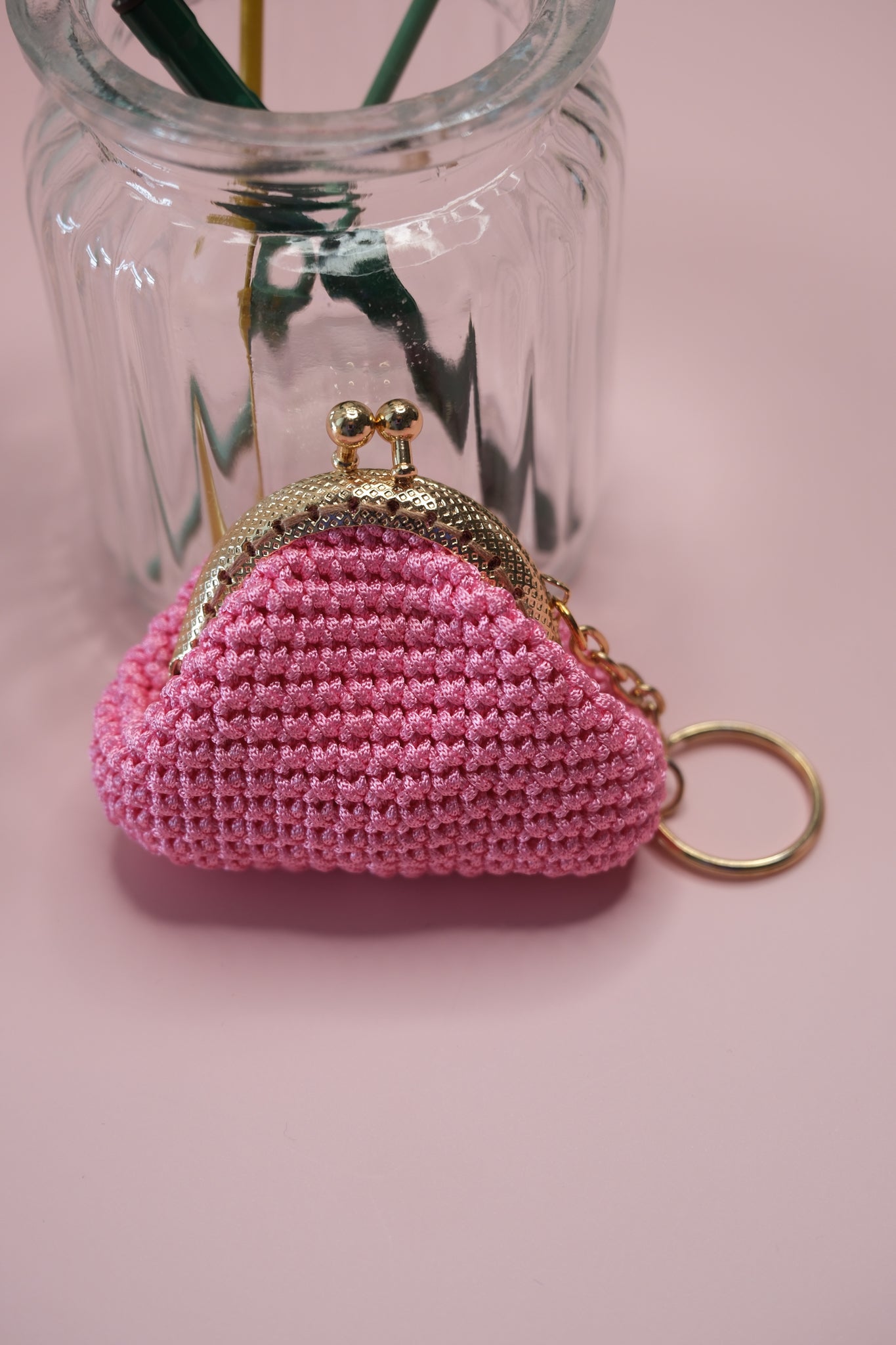 Luxury Crochet Coin Purse Keychain – Handmade Mini Clutch