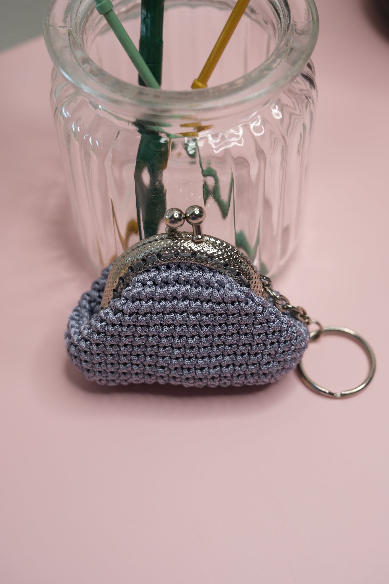 Luxury Crochet Coin Purse Keychain – Handmade Mini Clutch