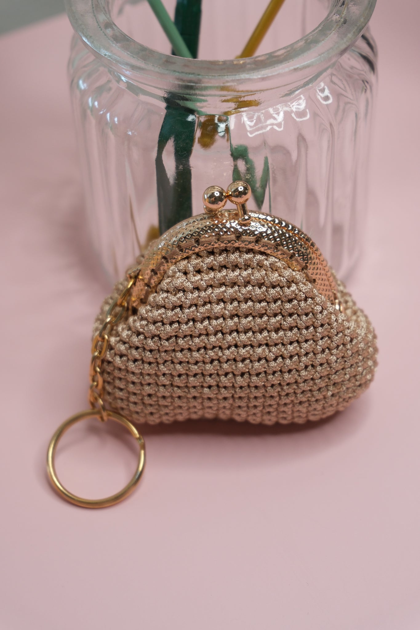 Luxury Crochet Coin Purse Keychain – Handmade Mini Clutch