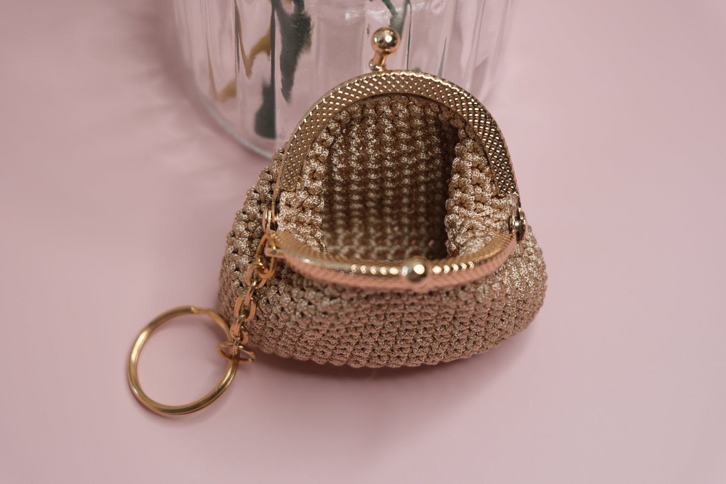 Luxury Crochet Coin Purse Keychain – Handmade Mini Clutch