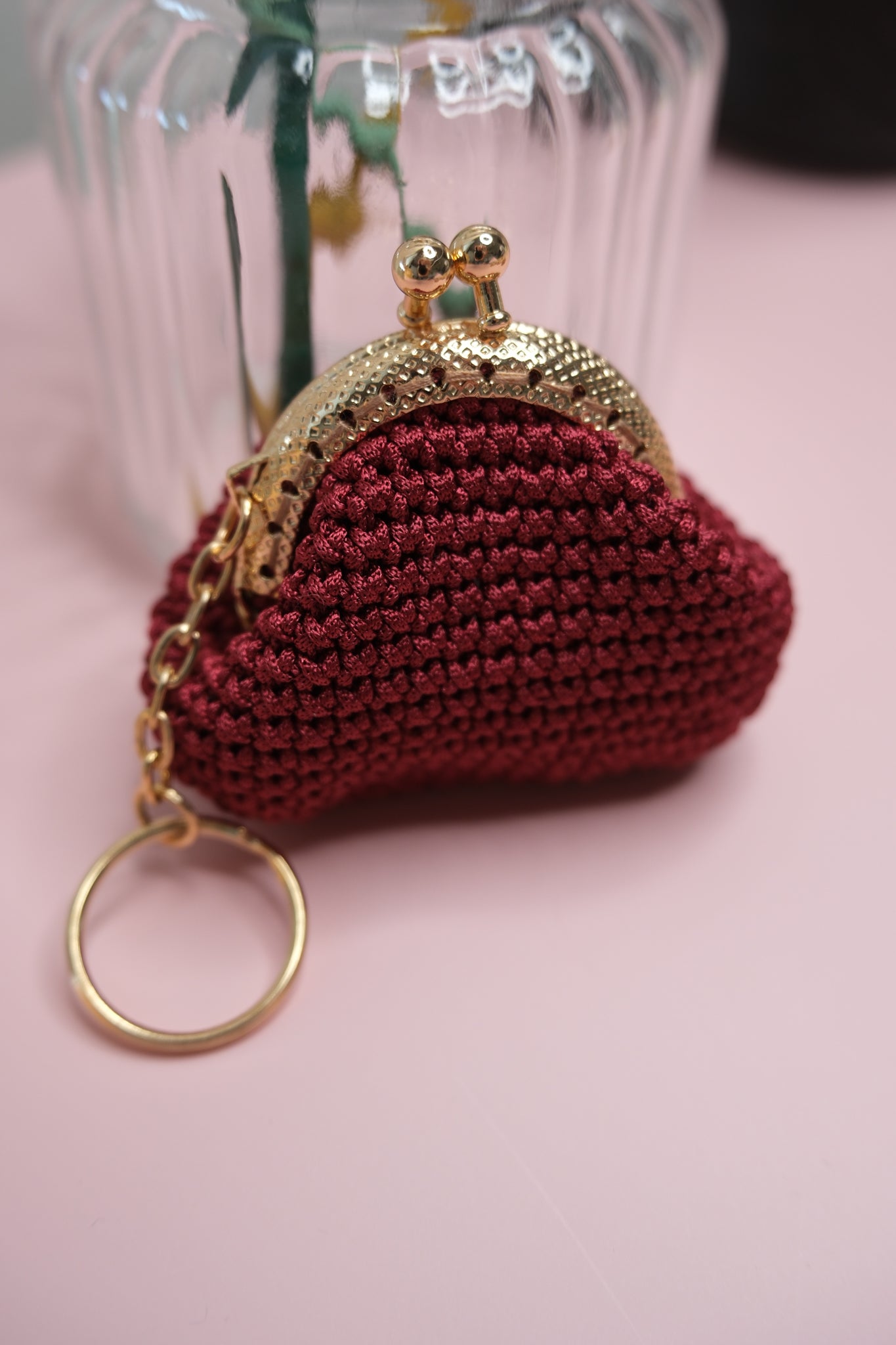 Luxury Crochet Coin Purse Keychain – Handmade Mini Clutch