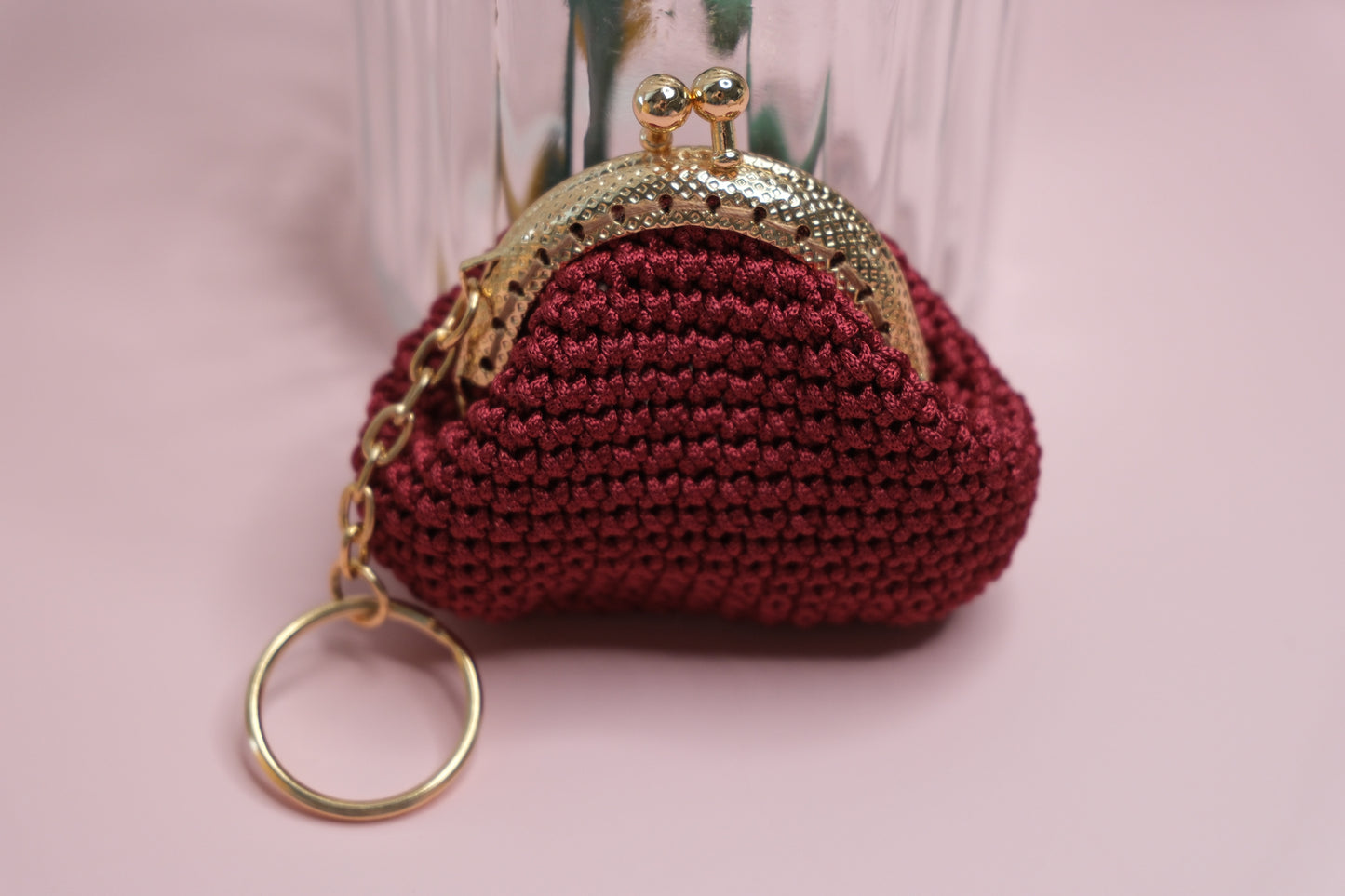 Luxury Crochet Coin Purse Keychain – Handmade Mini Clutch
