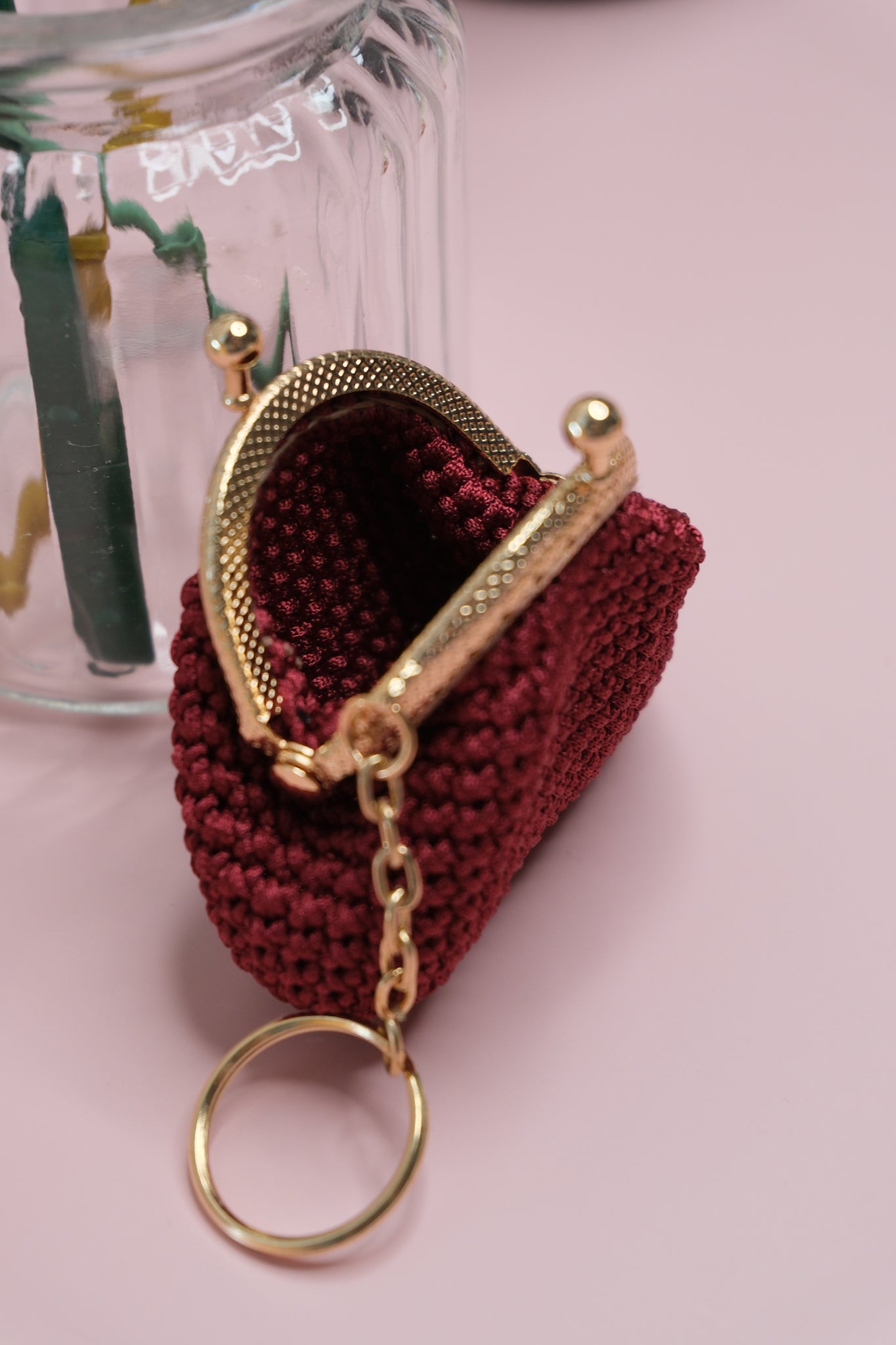 Luxury Crochet Coin Purse Keychain – Handmade Mini Clutch