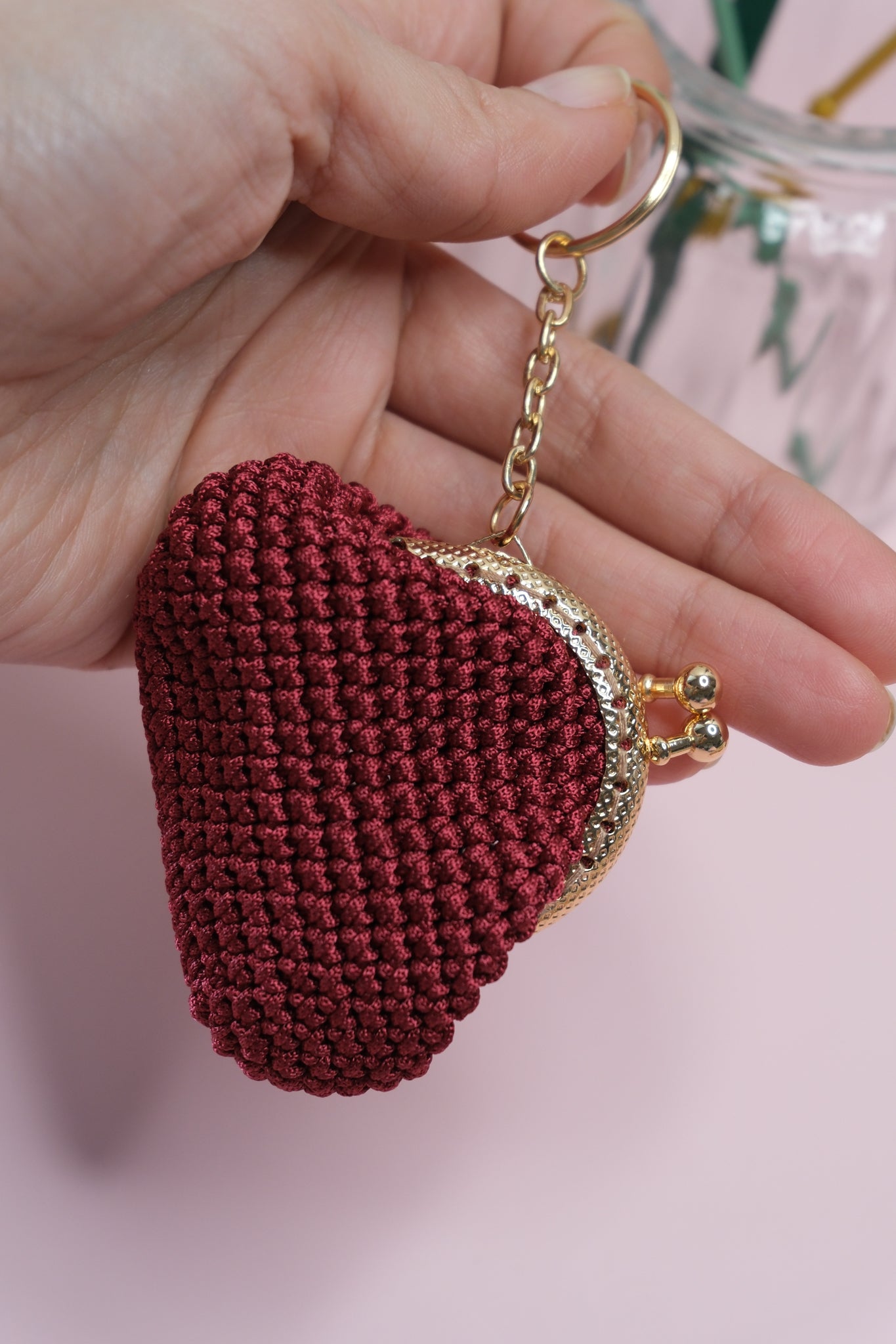 Luxury Crochet Coin Purse Keychain – Handmade Mini Clutch