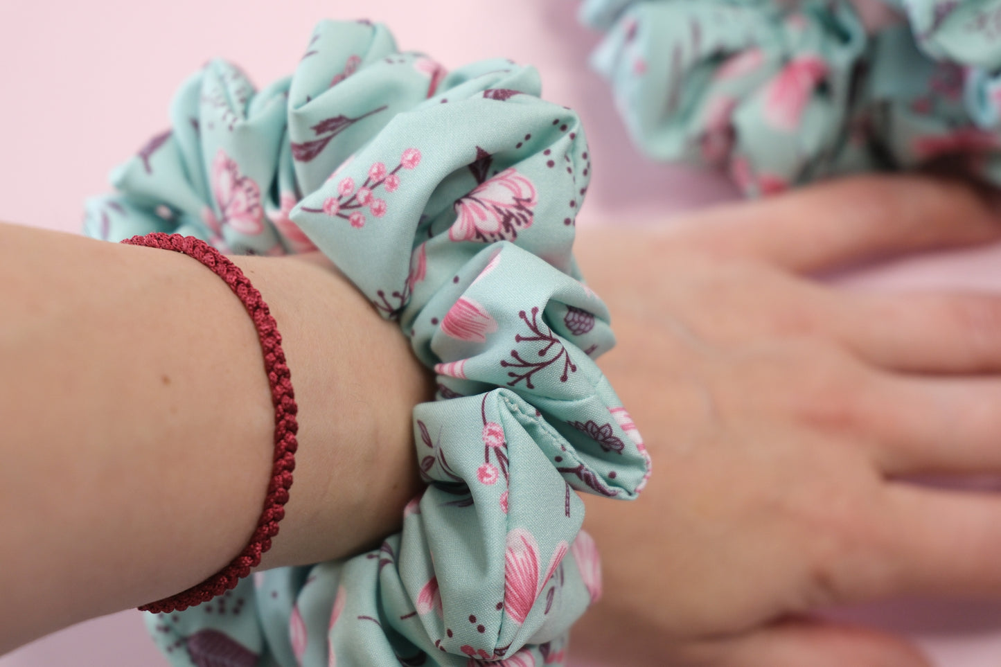Handmade Floral Scrunchie – Soft Hair Tie (2 Colors)