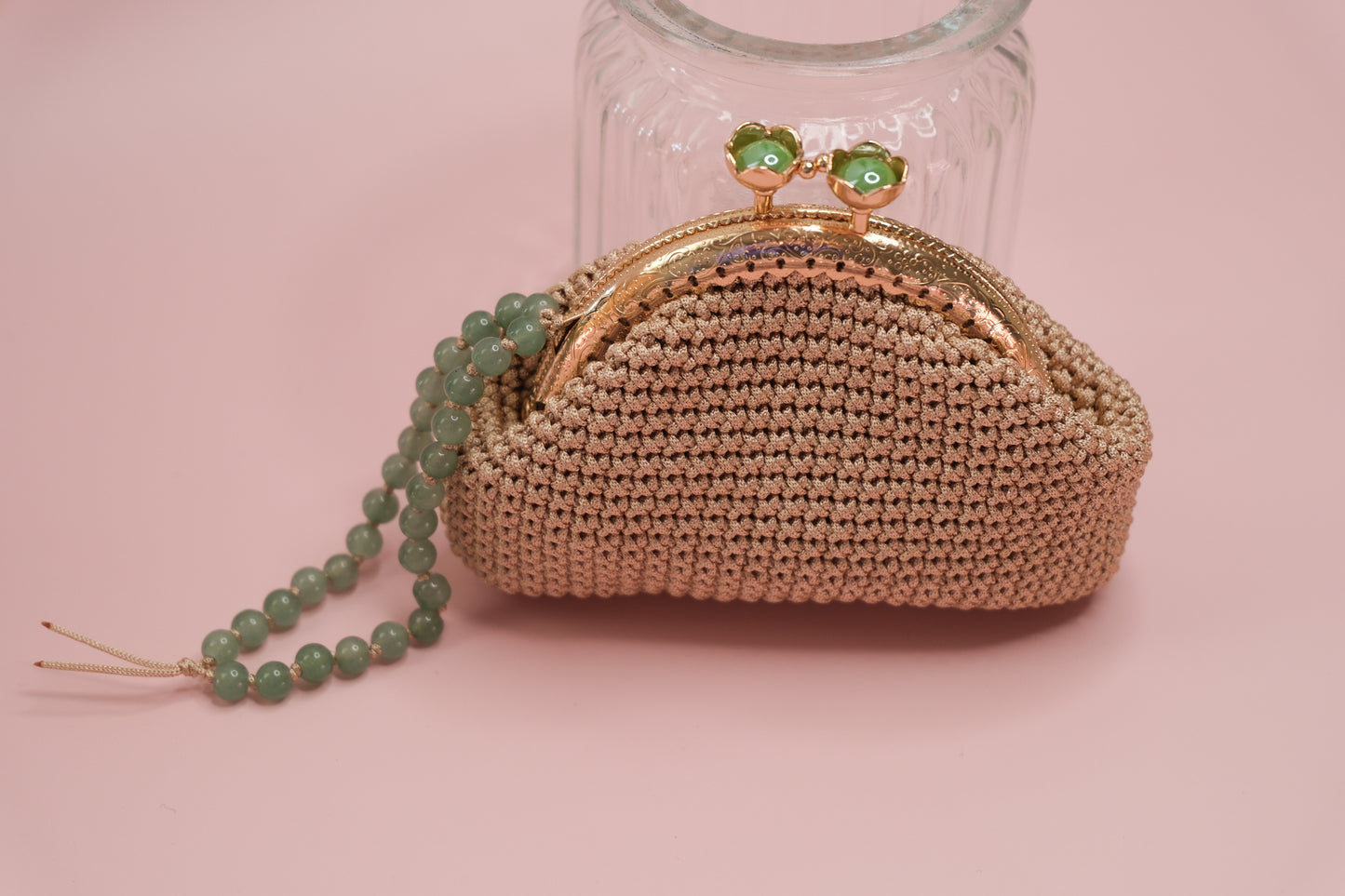 Luxury Crochet Clutch Purse – Handmade Kiss Lock Bag with Beaded Handle