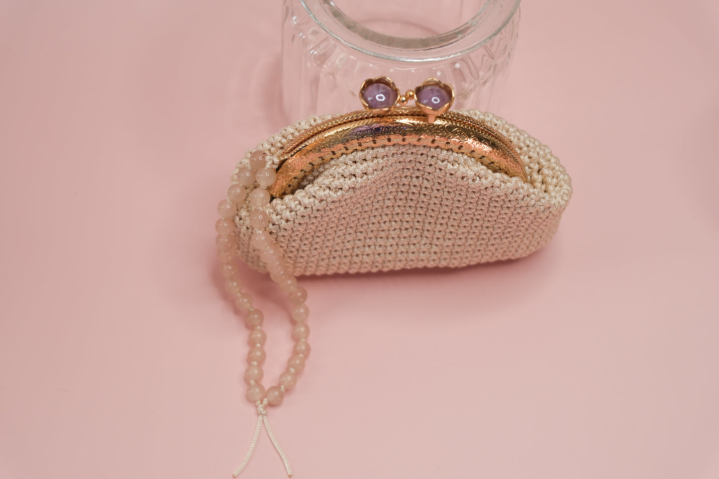 Luxury Crochet Clutch Purse – Handmade Kiss Lock Bag with Beaded Handle