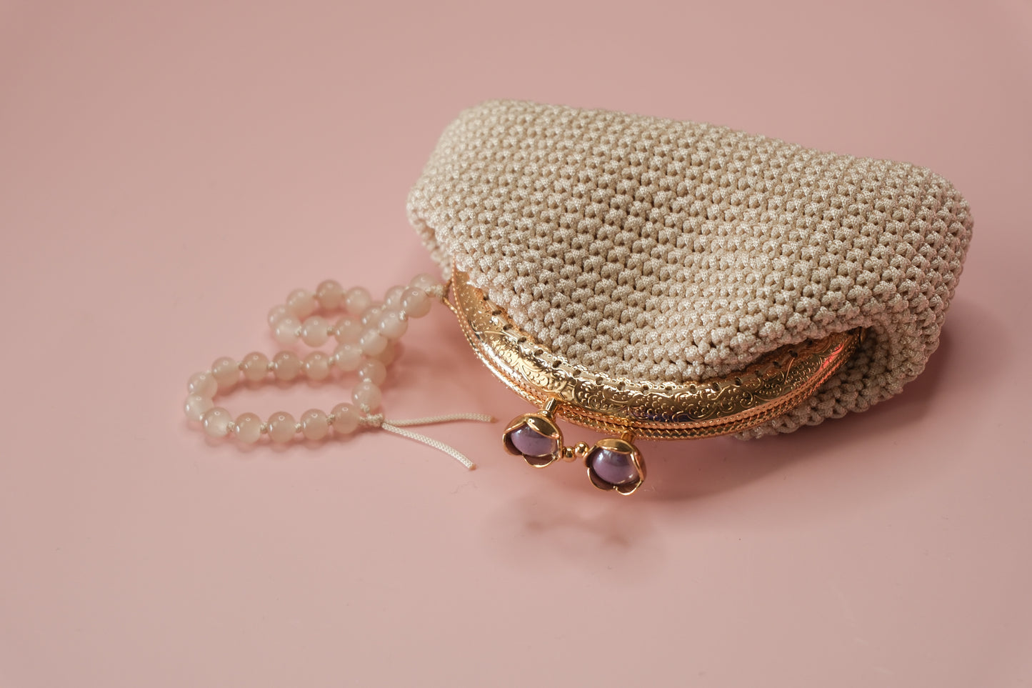 Luxury Crochet Clutch Purse – Handmade Kiss Lock Bag with Beaded Handle