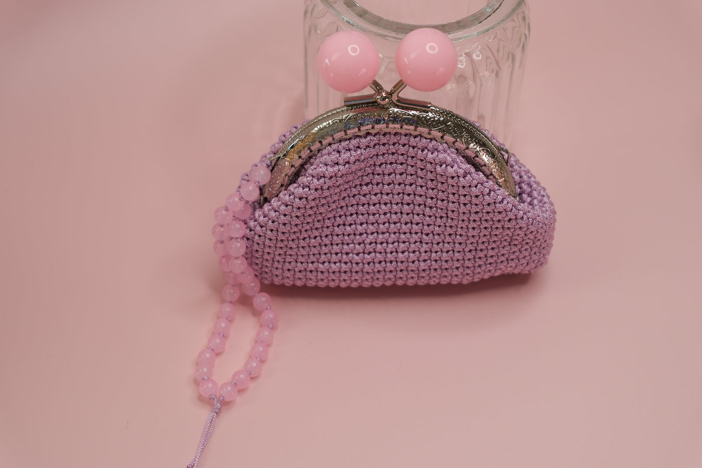 Luxury Crochet Clutch Purse – Handmade Kiss Lock Bag with Beaded Handle