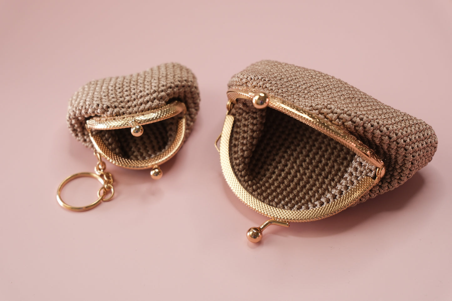 Handmade Crochet Coin Purse Keychain Set – Mini Clutch Wallet