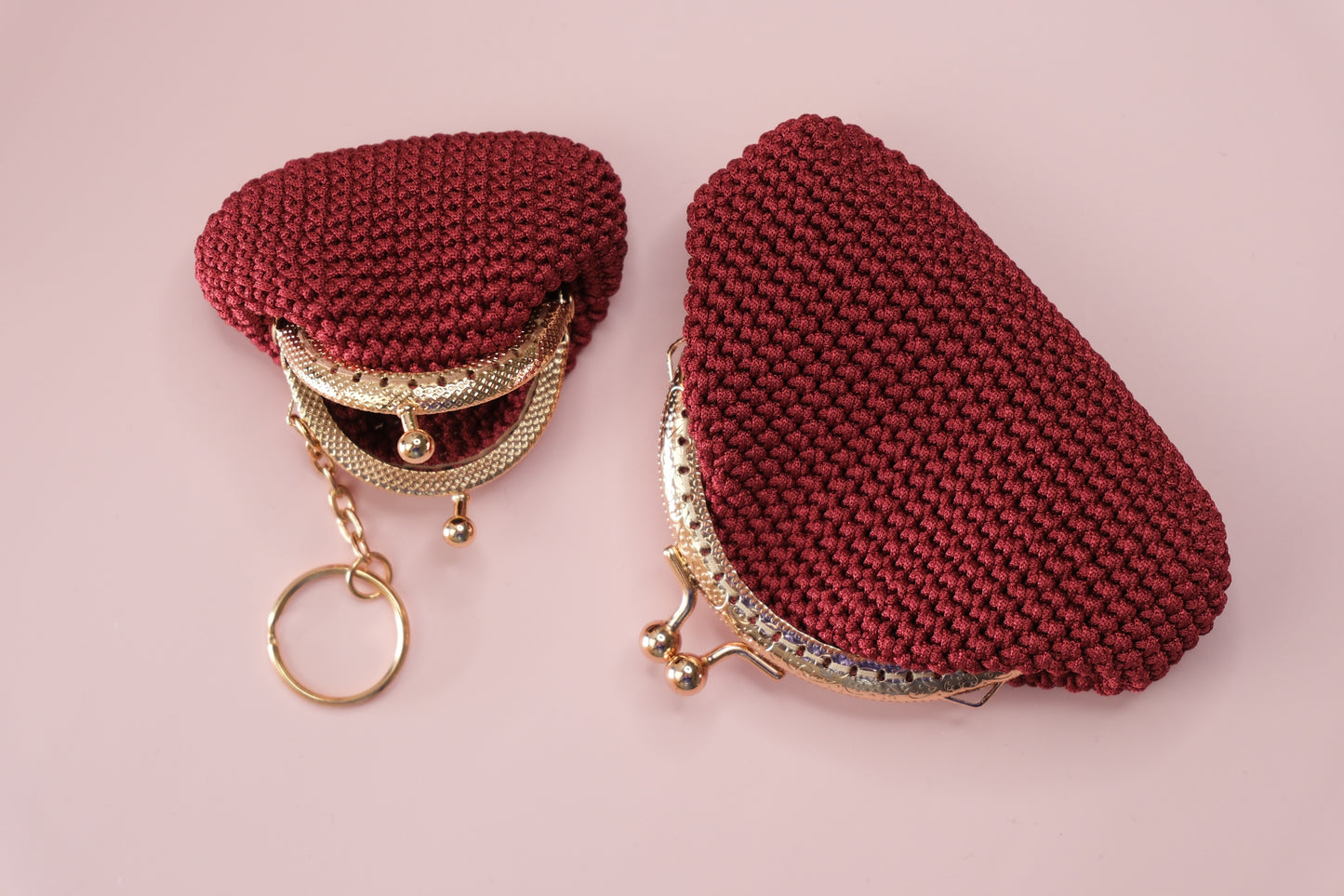 Handmade Crochet Coin Purse Keychain Set – Mini Clutch Wallet