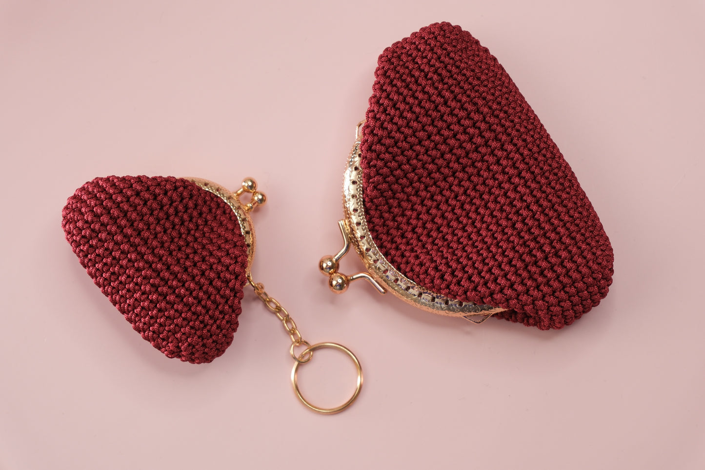 Handmade Crochet Coin Purse Keychain Set – Mini Clutch Wallet